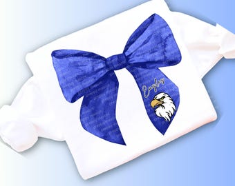 Blue Eagle PNG Coquette Bow, Trendy Preppy Mascot for School, 300 DPI Instant Download Image 4 Sublimation Spirit Shirts and Other Gifts
