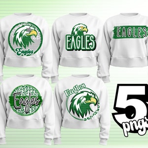 Preppy Green EAGLE Mascot PNG Glitter Star Eye Sunglasses Eagle Word Team Highschool Sublimation Leopard File Spirit Shirt