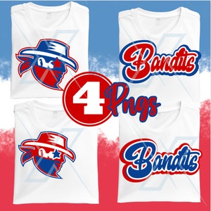 Preppy Red Blue Raiders Maskottchen PNG Star Eyes Ideal für Team Shirts High School und College Geschenke Sublimation DTF PNG Word Text Buchstaben