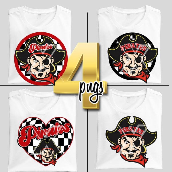 4 PNG Preppy Pirate Mascot PNG School Mascot College Spirit Shirt Sublimation Trendy Pirate Highschool  Team Mascot Red Pirate Scarf