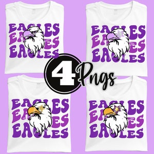 4 Preppy Purple EAGLE Mascot PNG Star Eyes Great for Team Shirts High School College Sublimation dtf png Design Download File Spirit Shirt