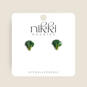 Broccoli | Veggie | Foodie | Novelty Stud Statement Earrings | Trendy Gift | Funny Earrings | Hypoallergenic | Stainless Steel Post