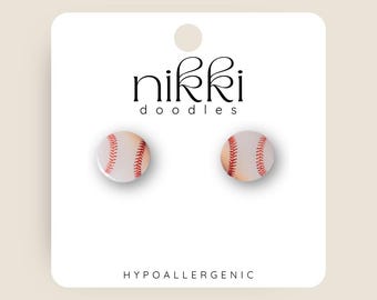 Baseball | Sports  | Athlete | Novelty Stud Statement Earrings | Trendy Gift | Funny Earrings | Stainless Steel Post