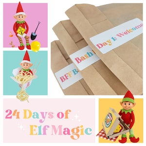 Zestaw rekwizytów Elf na 24 dni | Bezstresowe świąteczne rekwizyty | Proste pomysły na codzienne aktywności Elfa dla rodziców