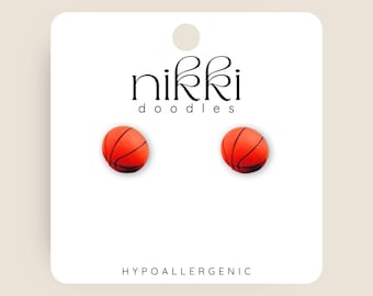 Basketball | Sports  | Athlete | Novelty Stud Statement Earrings | Trendy Gift | Funny Earrings | Stainless Steel Post