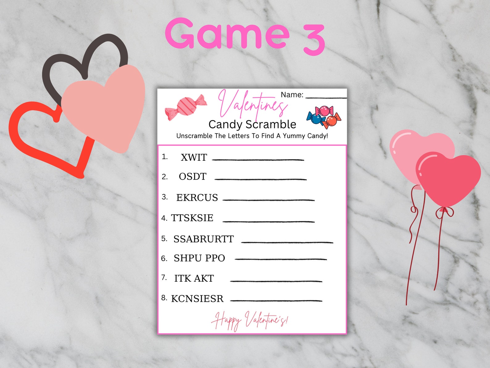 Valentine Day Printable Games Valentine Games Bundle Valentine Kid Games Valentine Party Games