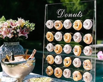 Personalized Handmade Acrylic Wedding/Party Donut Wall - Holds 25 Doughnuts or Bagels - Party Table Display - Custom Logo - Fast Free Ship!