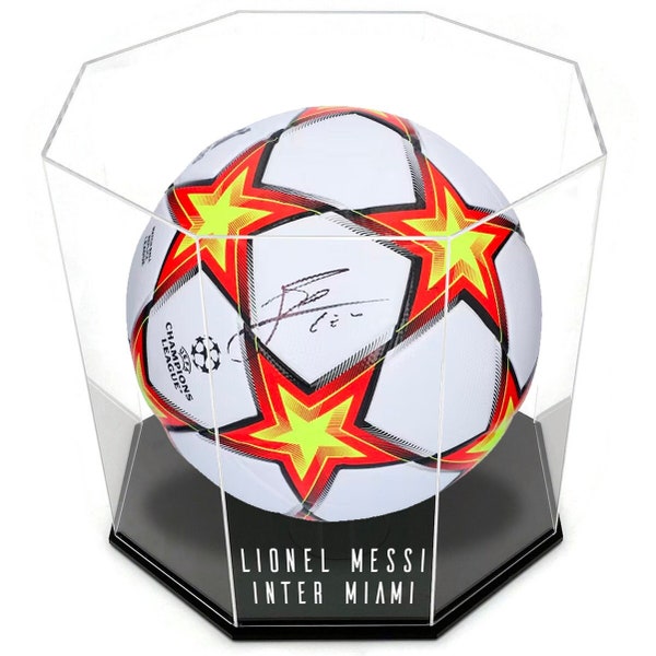 Personalized Handmade Luxe Acrylic Octogon Soccer Ball Display Case - UV Protecting Memorabilia Lucite Storage Box - Fast Free Shipping!