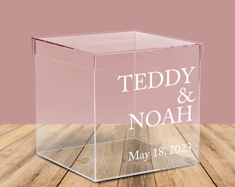 Personalized Handmade 10" Deluxe Acrylic Wedding/Bar Mitzvah/Party Gift Card Box with Lid - Holds 150 Envelopes - Lucite Money/Gift Box