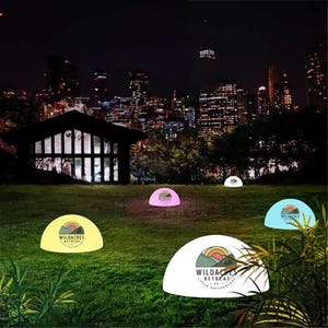 Personalized Glow Light Semi-Orb Centerpiece - Illuminated Sphere for Events/Branding - Color-Changing - Indoor/Outdoor Use - Remote Control