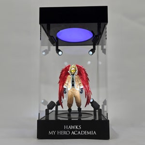 Deluxe Acrylic Action Figure Display Box with 8 LED Pivoting Spotlights, Rotating Base & Color Changing Lights - Up to 11" Figurines Personalized