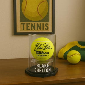 Personalized Handmade Acrylic Tennis Ball Rounded Display Case - UV Protecting Memorabilia Storage Box - Also for Baseball/Softball