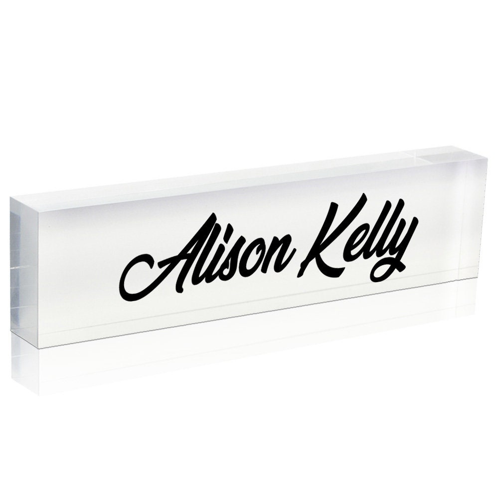 Premium Clear Acrylic Desk Name Block: Personalized Office Signage, 1. ...