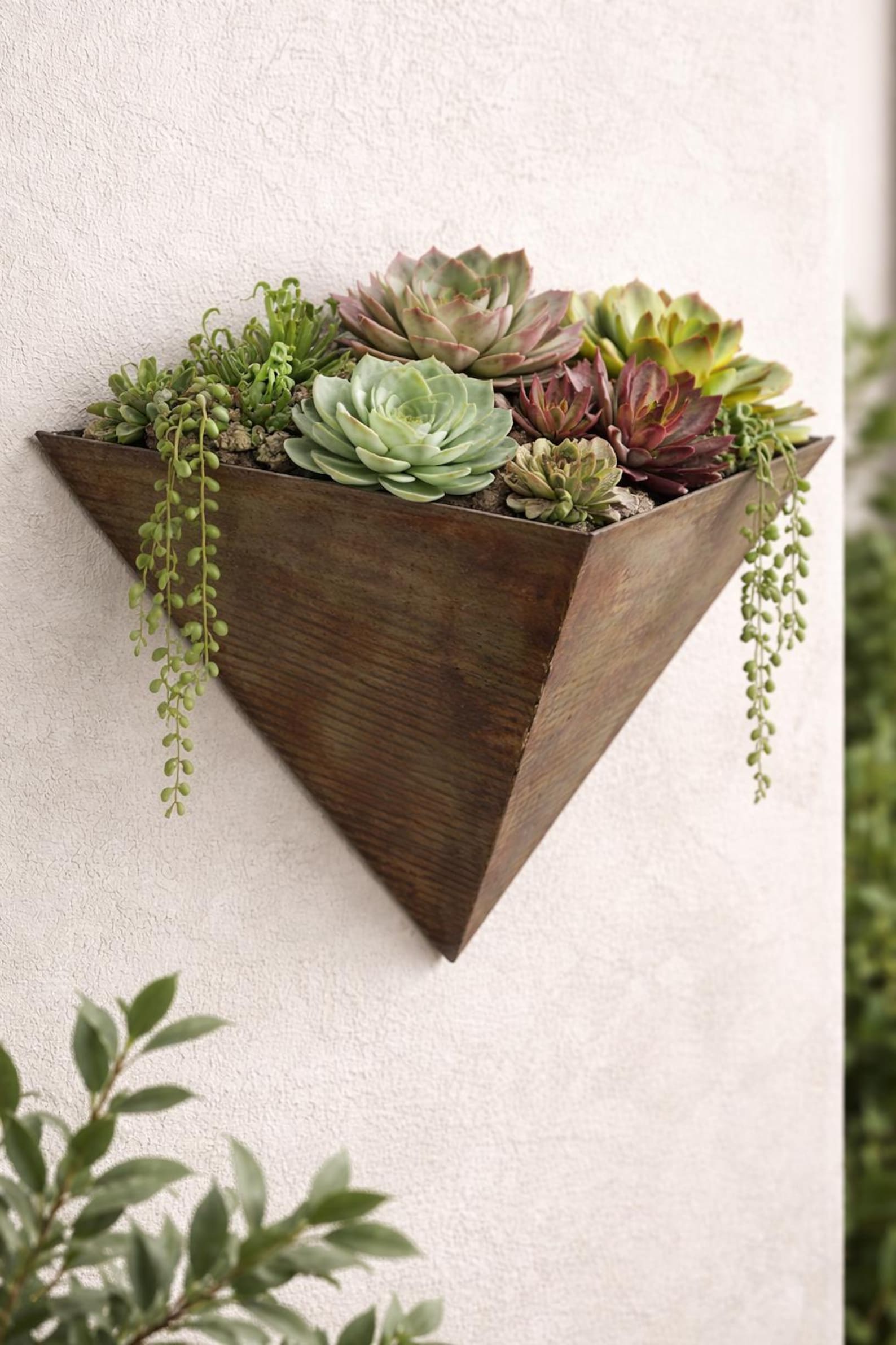 Triangular Modular Planters Set of 3 Wall Planters – Rustic Zinc Metal Triangle Succulent Planters ...