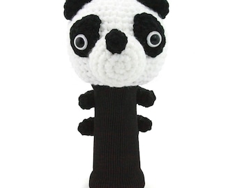 Funda de palo de golf cosida a mano: funda de driver tejida a medida con forma de animal, funda de madera, regalo de hilo hecho a mano - Panda