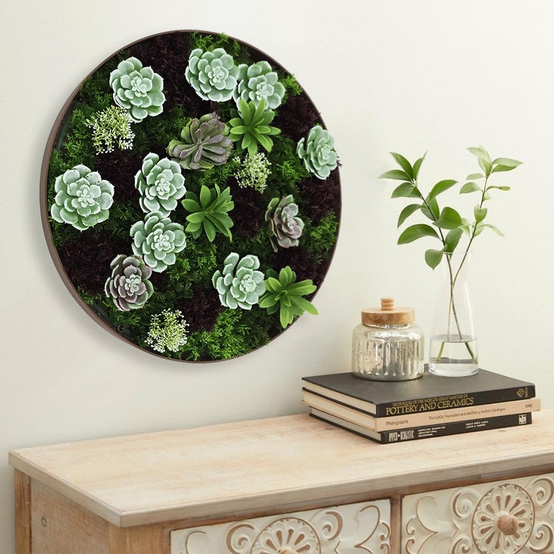Vertical Hanging Artificial Succulent Living Wall Art Wall Mount 3D