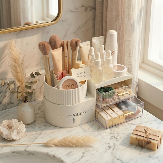 Personalized Makeup Organizer with Drawers | Custom Vanity Organizer for Cosmetics & Skincare