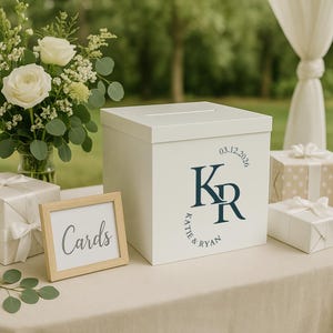 Gepersonaliseerde handgemaakte 10" witte acryl bruiloft/bar mitswa/feest cadeaukaart doos met deksel - 150 enveloppen - Lucite geld-/cadeaudoos