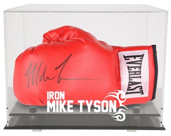 Mike Tyson Logo Handmade Acrylic Boxing Glove Case - UV Protecting Memorabilia Storage Box - Wall Mounted or Table Mount