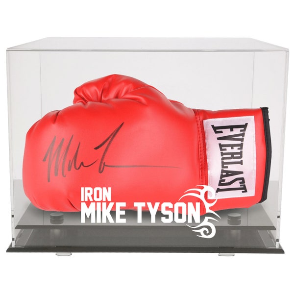 Personalized Mike Tyson Logo Handmade Acrylic Boxing Glove Case - UV Protecting Memorabilia Storage Box - Wall Mounted or Table Mount