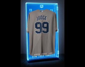 Sports Jersey Display Case 3D LED Light Glowing - Personalized Handmade Acrylic UV Protecting Memorabilia Storage Box - Wall or Table Mount