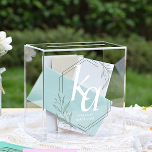 Boîte-cadeau personnalisée faite main en acrylique pour mariage/bar mitzvah/soirée de 25 cm x 10 po. x 6 po. avec couvercle coulissant - Peut contenir plus de 80 enveloppes