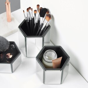 Personalized Mirrored Organizer Bins: Rose Gold or Silver Honeycomb ...