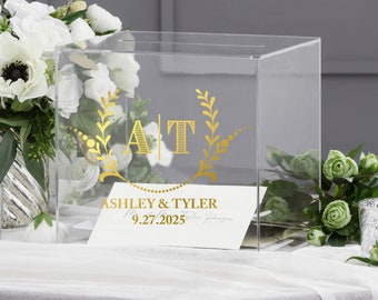 Personalized Handmade 10&quot; Deluxe Acrylic Wedding/Bar Mitzvah/Quinceanera Party Gift Card Box w/Lid - Holds 150 Envelopes - Lucite Ballot Box