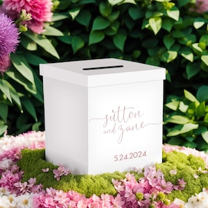 Caixa de cartão de presente personalizada feita à mão em acrílico branco de 25 cm para casamento/bar mitzvá/festa com tampa - comporta 150 envelopes - caixa de dinheiro/presente de acrílico