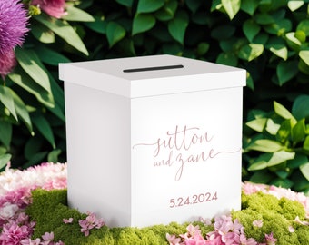 Personalized Handmade 10" White Acrylic Wedding/Bar Mitzvah/Party Gift Card Box with Lid - Holds 150 Envelopes - Lucite Money/Gift Box