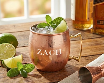 Personalisierte handgemachte 100% Kupfer Moskauer Maultierbecher | Benutzerdefinierte Name Kupferbecher | Cocktailtasse mit Gravur | Groomsmen Geschenk, Vatertag, Hausbar
