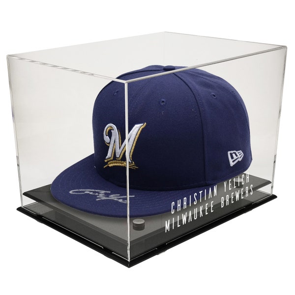 Personalized Handmade Acrylic Baseball Glove/Hat/Helmet Display Case - UV Protecting Memorabilia Storage Box - Wall or Table Mount
