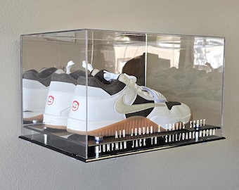 Personalized Handmade Mirrored Acrylic Sneaker/High-Top/Shoe Pair Display Case - UV Protecting Memorabilia Storage Box - Wall or Table Mount