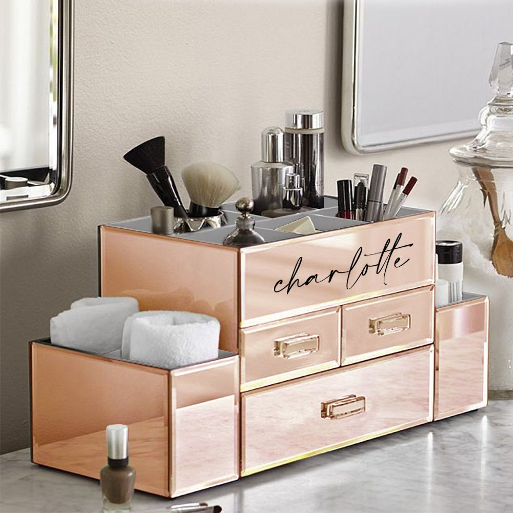 Personalized Handmade Mirrored Cosmetic Organizer 3 Drawer Mirror Bathroom Vanity Desktop Jewelry Makeup Storage Rose Gold or Silver Etsy