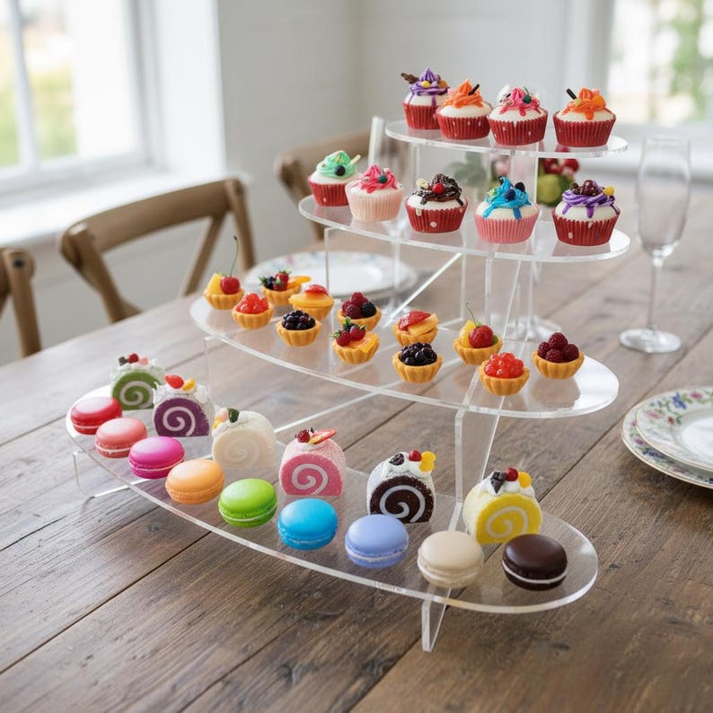 Roll Food Display Modern Clear Acrylic 4-tier Display Stand | Foldable Food Appetizer ...