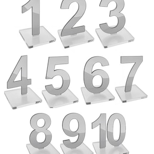 5&quot; Handmade Mirrored Acrylic Event Table Numbers - Weddings, Bar Mitzvahs, Anniversaries, Birthdays, Corporate Events