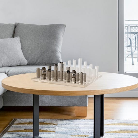 Minimalist Acrylic Chess Set: Frosted & Mirror Finish - Luxurious and Unique Modern Design for Chess Enthusiasts