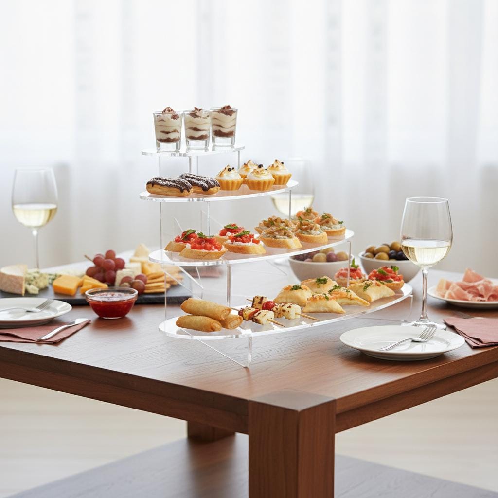 Modern Clear Acrylic 4-tier Display Stand | Foldable Food