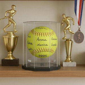 Personalized UV-Protected Acrylic Display Case for Softball & Memorabilia Baseball/Tennis Ball - Fast Shipping