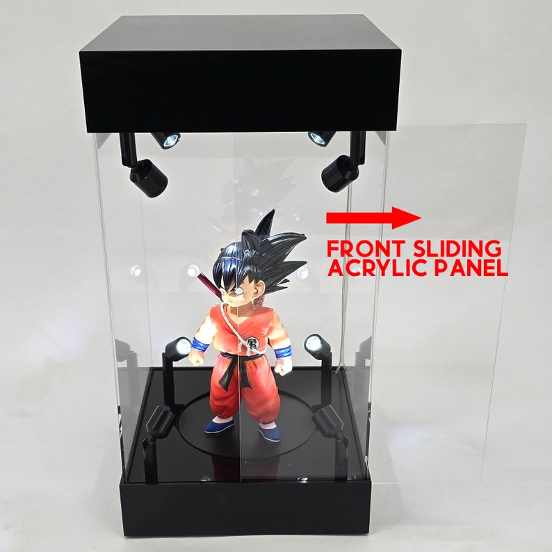 Deluxe Acrylic Action Figure Display Box with 8 LED Pivoting Spotlights, Rotating Base & Color Changing Lights - Up to 11" Figurines image 5
