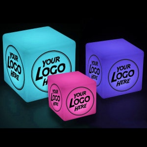 Cubo luminoso luminoso personalizzato - Sgabello espositivo per fiere/eventi/negozi - Cambio colore - Interno/esterno - 8 misure - Spedizione veloce e gratuita
