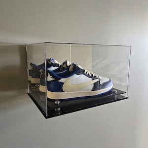 Personalized Handmade Mirrored Acrylic Sneaker/High-Top/Shoe Pair Display Case - UV Protecting Memorabilia Storage Box - Wall or Table Mount