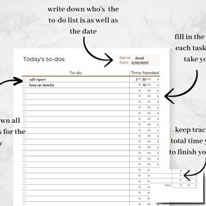 Printable & Digital Daily To-do List Planner To-do List Template