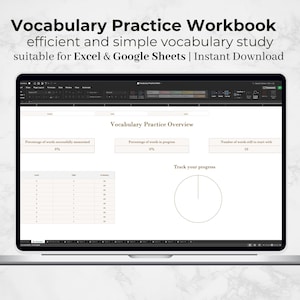 Vocabulary Practice Excel Spreadsheet | MS Excel & Google Sheets | Flashcard System | Vocabulary Template | Study Progress Tracker