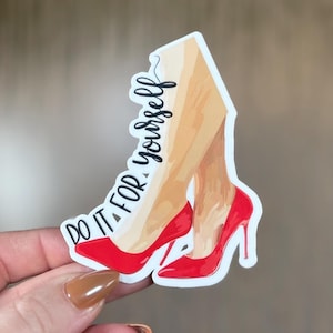 Pegatina "Hazlo tú mismo": pegatina de vinilo motivacional con tacones altos, calcomanía inspiradora femenina, estética de zapatos rojos / Boss Babe, Girl Boss