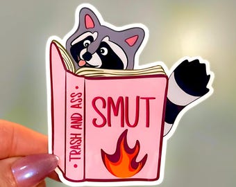 Pegatina de mapache obsceno: divertida calcomanía para Kindle de BookTok - Vinilo resistente al agua