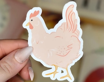 Cottagecore Chicken Vinyl Sticker, Farm Animal Decal