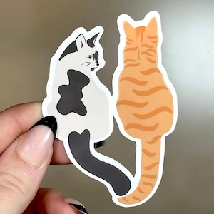 Orange getigerter Katzen Design - Süße Katzen Freunde Geschwister - Zwei Katzen Vinyl Aufkleber für Laptop, Journal, Scrapbook, Katzenliebhaber Geschenk