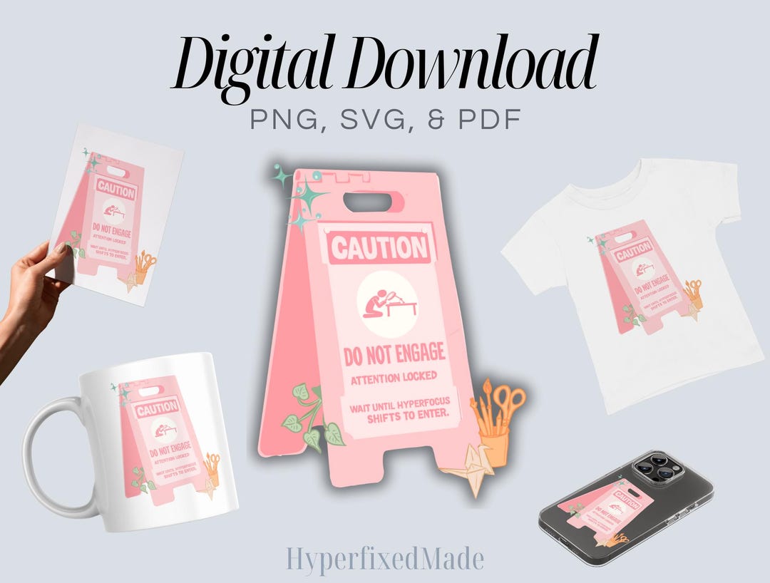 Not Engage Icon ADHD Hyperfocus Sign: Pink Caution, Do Not Engage (digital Download) - Etsy