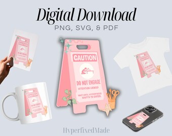 Señal de hiperconcentración por TDAH: Precaución rosa, no interactuar (Descarga digital)